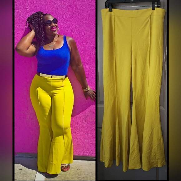 Fashion Nova Pants - Fashion Nova Vibrant Yellow Flare Pants